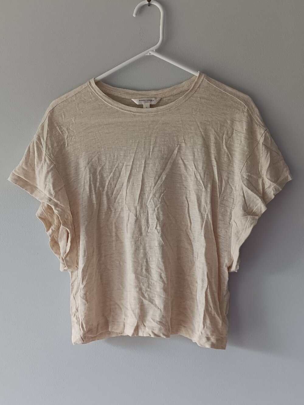 Banana Republic Linen Short Sleeve Dolman Relaxed Fit Shirt Beige Small - Picture 8 of 8